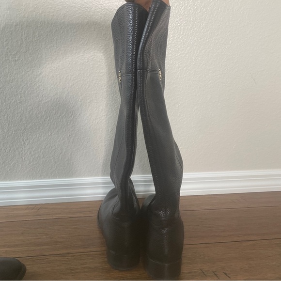 Tory Burch boots black grained leather knee high zip up boots luxury boots - Picture 11 of 16